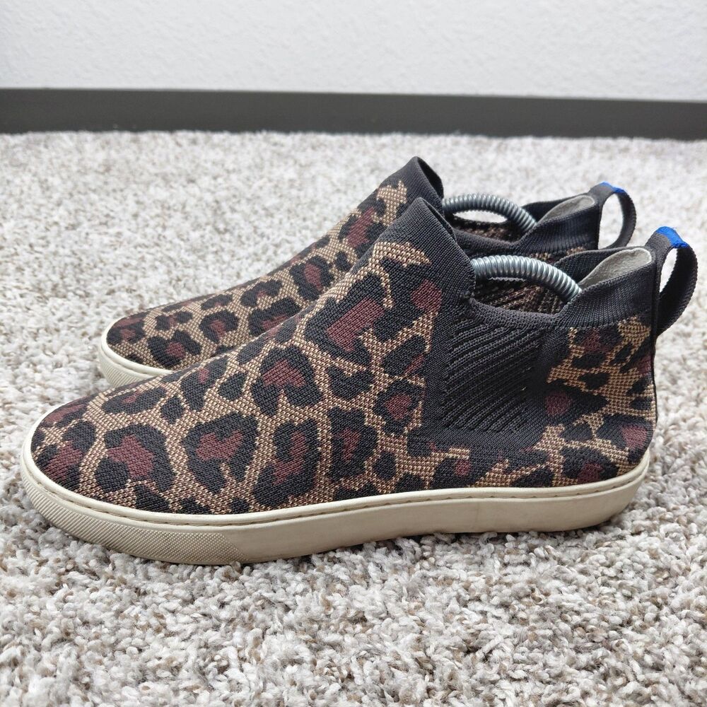 Rothys Chelsea Boot Wildcat Leopard Print Knit Slip On Sneaker Womens 10 Casual